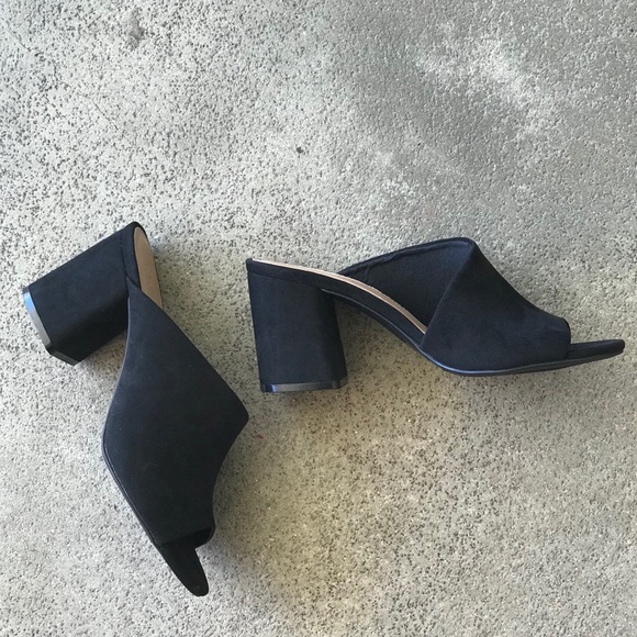 Qupid Shoes - Qupid Shoes Size 10 Blk Heeled Slip On Heeled Mule